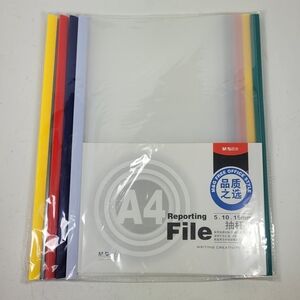 M & G 10 pack A4 Reporting covers with sliding bar- Multicolor